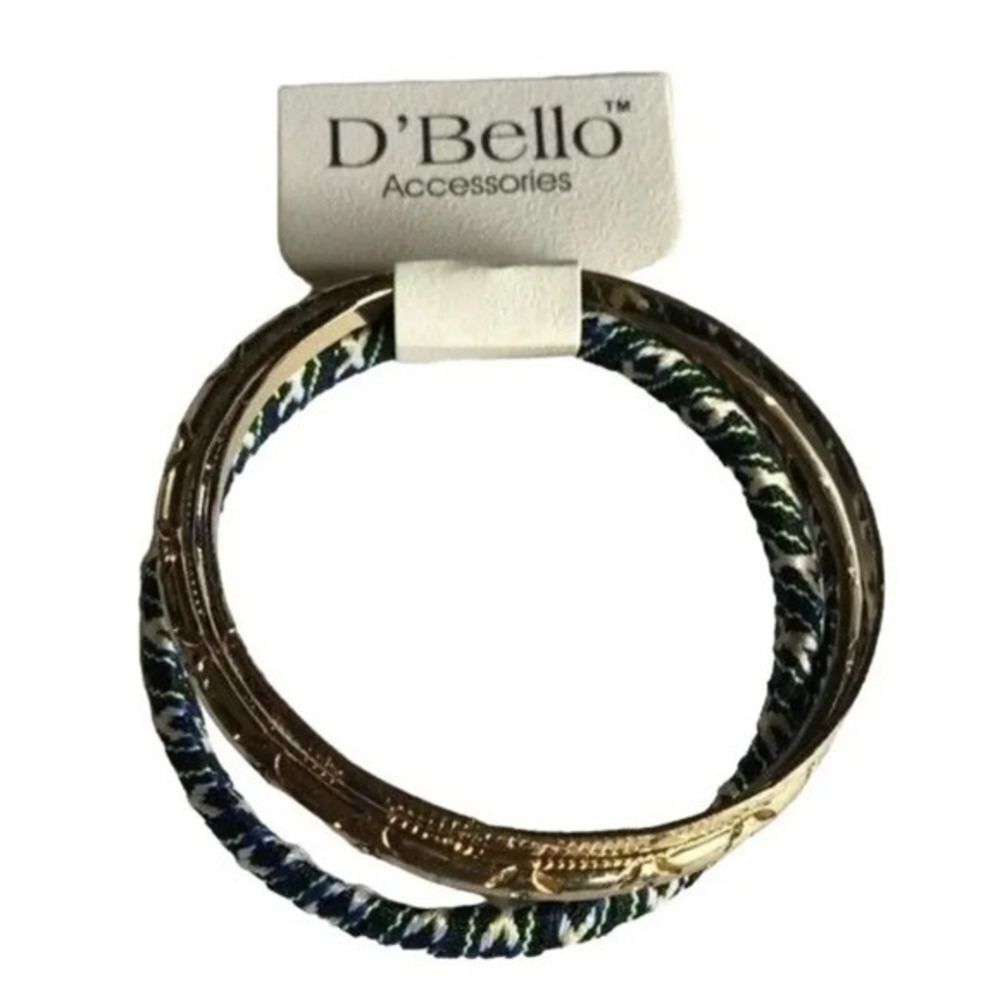 D'Bello Accessories Gold Tone Bangle‎ Bracelet Set of 3 New on Card